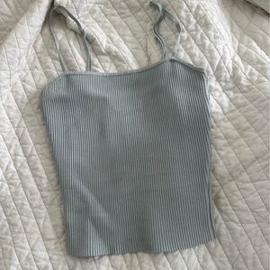 Babaton Ribbed Square Neck Cami - Light Blue